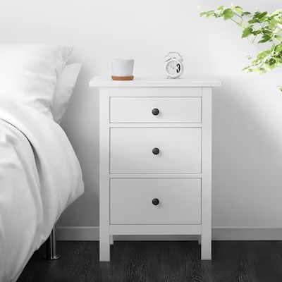 Nightstands and Bedside Tables - Modern & Affordable - IKEA Big Bedside Tables, Ikea Bedside Table, Hemnes Bedroom, Hemnes Bedside Table, Ikea Bedside, Bedside Table Ikea, Ikea Nightstand, Traditional Bedside Tables, Space Optimization