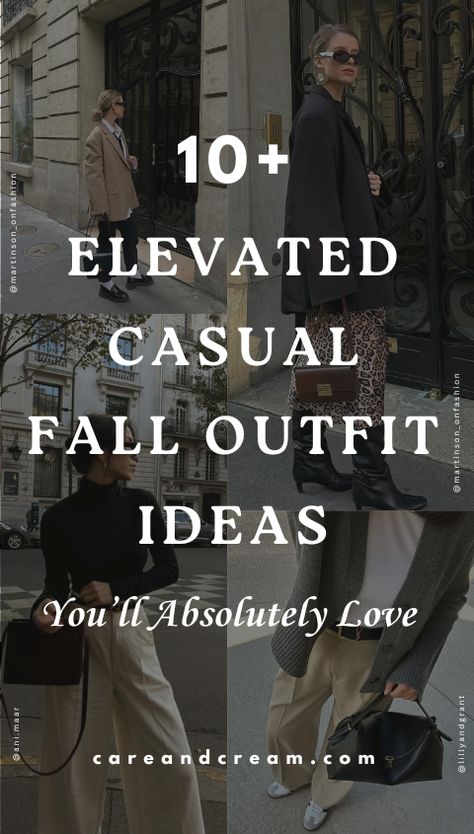 Elevated casual fall outfits for women and everyday fall outfits! Discover a curated collection of 10 effortless autumn outfit options. Get inspired by our fall fashion outfits and fall outfit ideas, perfect for a cute, classy, and cozy fall style. Ideal for your fall capsule wardrobe, this fall outfit inspiration is a must-read for anyone loving casual fall fashion. Casual Going Outfits, Fall Staples For Women, Affordable Casual Outfits, Fall Dress Styles Outfit Ideas, Chic September Outfits, Casual Fall Looks 2024, Laid Back Fall Outfits, Fall Theater Outfits, Elegant Comfortable Outfit