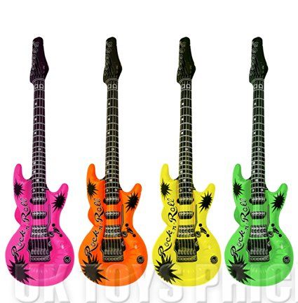 Neon Fancy Dress, Guitar Party, Festival Themed Party, Party Inflatables, Air Guitar, Karaoke Party, Vbs Ideas, Rock Guitar, Decoration Birthday