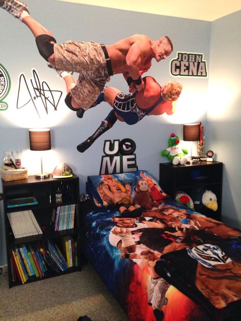 John Cena Shoulder Block Fathead Wall Decal Wwe Room Decor, Wwe Room Ideas Bedroom, Wwe Bedroom Ideas, Wwe Bedroom Decor, Wwe Bedroom, Wrestling Room, Hunter Bedroom, Wrestling Party, Wwe Party