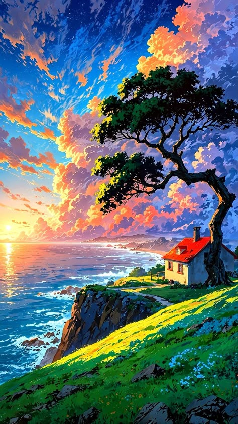 Beautiful Painting Wallpaper, Art Of Nature Painting, Nature Background Painting, Beautiful Scenery Nature Landscapes, Drawing Scenery Landscapes, Nature Pictures Drawing, Sceneries Painting, Nature Pictures Beautiful Landscapes, Wallpaper Backgrounds Nature