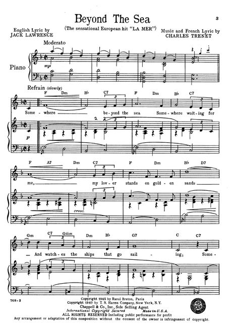 Accordion Sheet Music, Alto Saxophone Sheet Music, Free Printable Sheet Music, Accordion Music, Trumpet Sheet Music, Trumpet Music, Harps Music, Music Tabs, Beyond The Sea