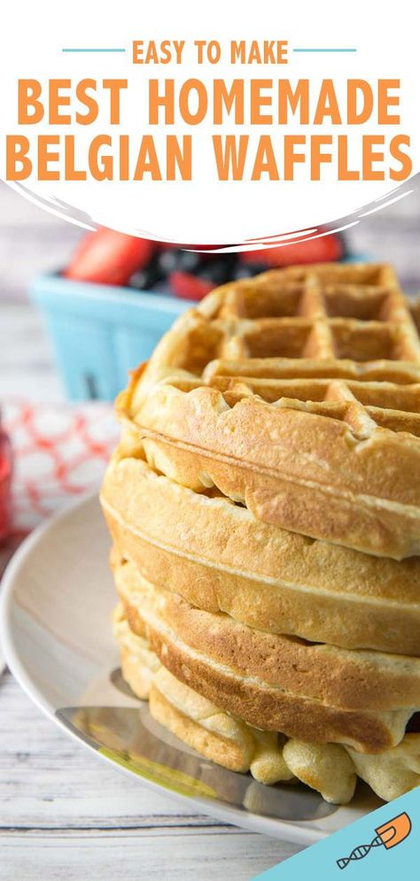 Best Homemade Belgian Waffles: The best Belgian waffle recipe - soft and fluffy insides, crispy outside! Made with buttermilk, these waffles are delicious plain or piled high with toppings. Fluffy Belgian Waffles, Buttermilk Belgian Waffle Recipe, Hotel Waffle Recipe, Buttermilk Waffles Belgian, Belgium Waffle Recipe, Best Belgian Waffle Recipe, Waffle Batter Recipe, Waffle Cupcakes, Belgian Waffle Recipe