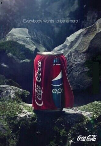 Everybody wants to be a hero - Coca Cola Pepsi Ad, Guerrilla Marketing, Clever Advertising, 광고 디자인, Ad Of The World, Publicidad Creativa, Great Ads, Street Marketing, Guerilla Marketing