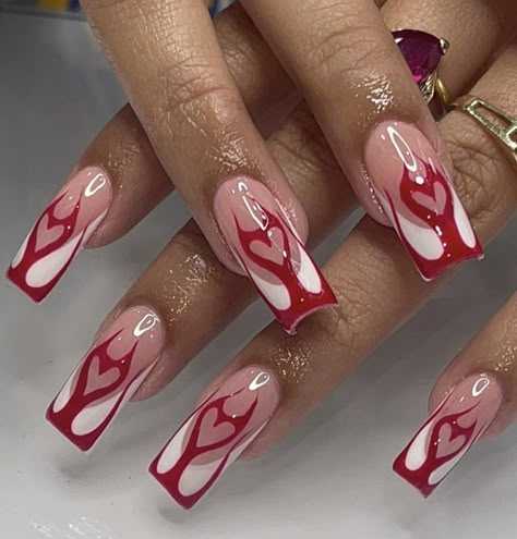 Devil Heart Nails, Fire Heart Nails, Edgy Red Nails, Devil Nails Designs, Devil Nails, Spring Nails Simple, Nail Spring, Summer Nails Ideas, Nails Art Designs