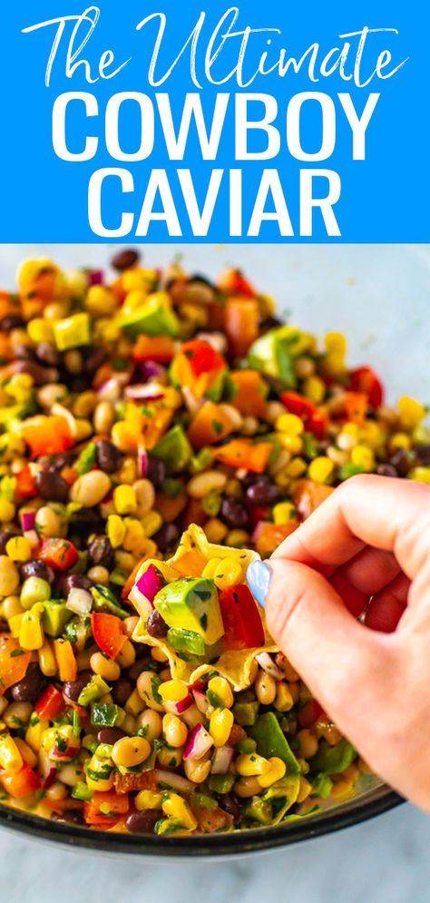 The Ultimate Cowboy Caviar Recipe {Best Dressing!} Cowboy Caviar Dressing, Cowboy Punch, Cowboy Recipes, Cowboy Caviar Recipe, High Protein Lunch Ideas, Caviar Recipes, Vegetarian Recipes Lunch, Cowboy Caviar, Lunch Idea