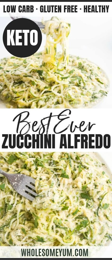 Keto Zoodles, Keto Zucchini Noodles, Keto Zucchini Recipes, Zucchini Alfredo, Healthy Alfredo Sauce, Zucchini Recipes Baked, Best Zucchini Recipes, Best Zucchini, Keto Zucchini