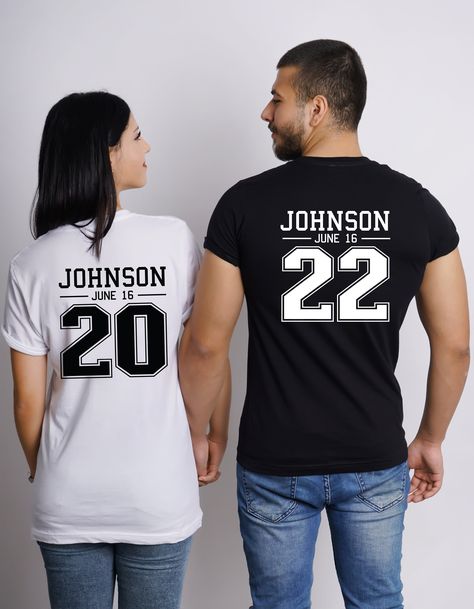 Just Married Matching Shirts, Mr And Mrs Tshirt, Together Since Shirts Couple, 1 Year Anniversary Photo Shoot Ideas Black Couples, Anniversary Tshirts Matching Couples, 10th Anniversary Photo Shoot Ideas, Anniversary Shirts Matching Couples, 10 Year Anniversary Photo Shoot, Married Announcement