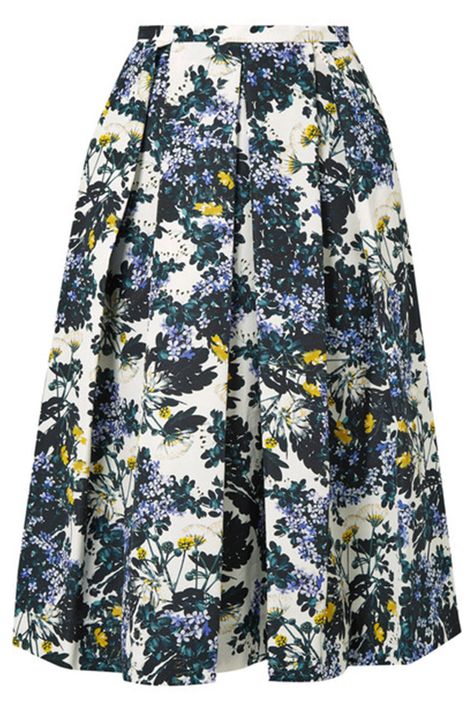 Buy Erdem Ina Pleated Floral Print Cotton Midi Skirt Online Pola Rok, High Waisted Floral Skirt, Green Pleated Skirt, Skirts Floral, Erdem Moralioglu, Floral Print Midi Skirt, Mid Calf Skirt, Calf Length Skirts, Cotton Midi Skirt