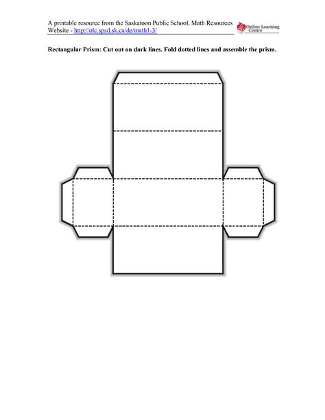 3D+Rectangular+Prism+Cut+Out How To Make A 3d Rectangle Out Of Paper, 3d Rectangle Template, Rectangle Template Free Printable, Prism Template, Rectangle Origami, Rectangle Box Template, Exploding Box Template, Paper House Printable, Rectangle Template