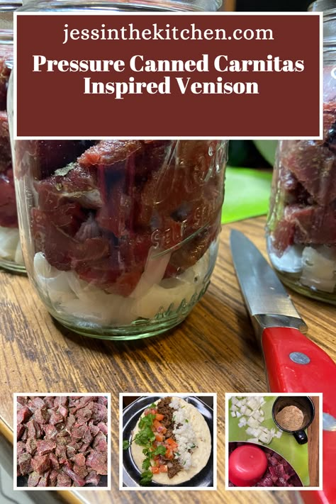 Venison Pressure Cooker Recipes, Canned Deer Meat Recipes, Shredded Venison Recipes, Canned Elk Meat Recipe, Canning Deer Meat Recipes, Pressure Canning Recipes Meals Dinners, Canned Venison Meals, Recipes Using Canned Venison, Canned Venison Recipes