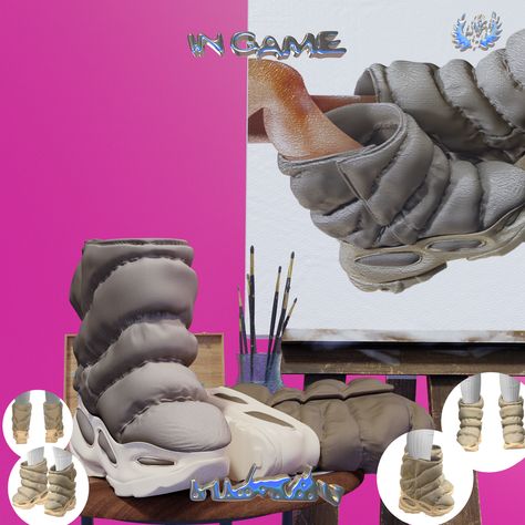 Sims 4 Yeezy Foam Runners, Sims 4 Yeezy, Nsltd Boots, Urban Cc Finds, Feminine Masculine, Sims 4 Tsr, Sims 4 Cas Mods, Cc Folder, Yeezy Boots