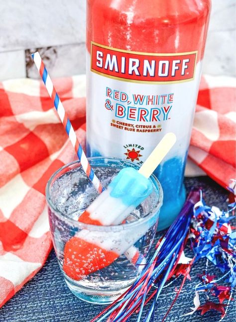 Bomb Pop Drink, Smirnoff Recipes, Easy Pina Colada Recipe, Smirnoff Red, Bomb Drinks, Pop Drink, Easy Summer Cocktails, Bomb Pop, Lemon Lime Soda