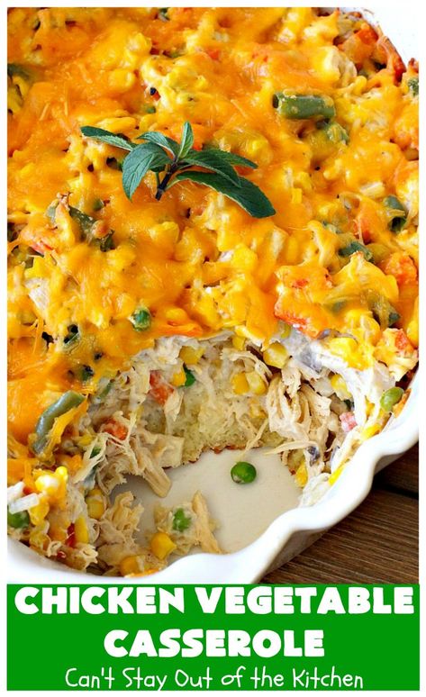 Chicken Vegetable Casserole – Can't Stay Out of the Kitchen Use Up Rotisserie Chicken, Chicken And Veggie Bake, Chicken Vegetable Casserole, Veggie Casserole Recipes, Frozen Vegetable Recipes, Chicken And Vegetable Bake, Mixed Vegetable Casserole, Chicken And Vegetable Casserole, Veggie Bake