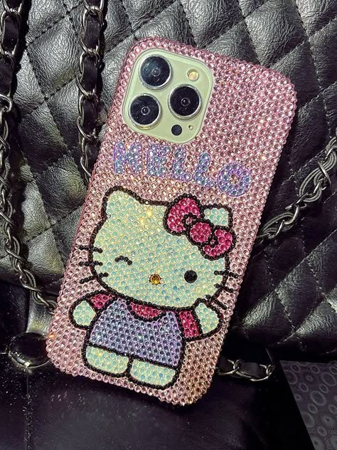 Rhinestone Phone Case Y2k, Bedazzled Phone Case, Rhinestone Phone Case, Hello Kitty Phone, Cartoon Kitty, Crystal Phone Case, Hello Kitty Phone Case, Bling Phone Cases, Hello Kitty Rooms