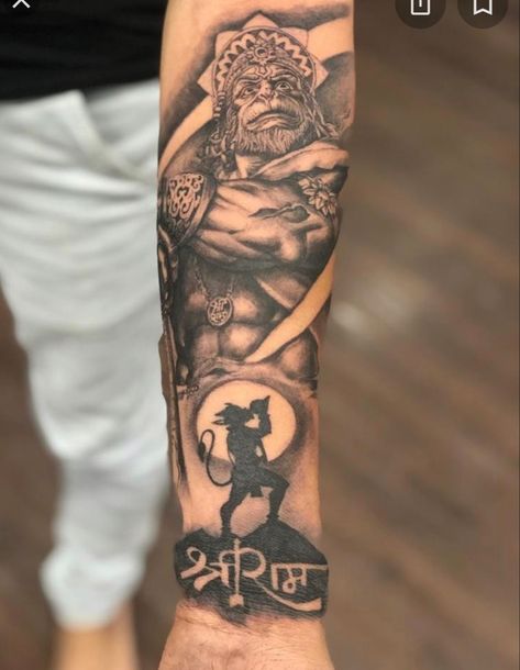 Hanumaan Jee Tattoo, Hanuman Forearm Tattoo, Shiva Hanuman Together Tattoo, Hindu Forearm Tattoo, Hanuman Tattoos For Men, Hanuman Ji Tattoo Design On Hand, Hanuman Tattoo Design Art, Lord Ram Tattoo For Men, Hanuman Tatoos Design