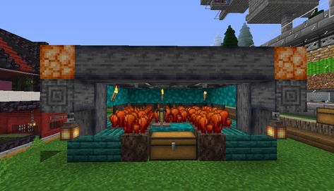 This is a mini-nether wart. I kinda liked the combination of basalt and warped planks. Nether Wart Farm, Outdoor Storage, Outdoor Storage Box, Storage Box, Minecraft, Outdoor Furniture, Outdoor Decor, Furniture, Home Decor