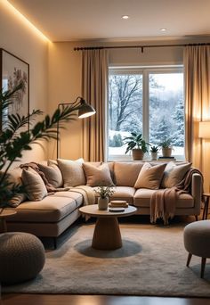 Family Room Cozy Warm, Ambient Lights Living Room, Living Room Pot Lights, Living Room Ambiance, Living Room With No Overhead Lighting, Layering Lighting Living Room, Adding Lighting To Living Room, Ambient Light Living Room, Lamp Lighting Living Room