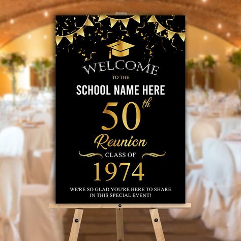 PRICES MAY VARY. "Customize Now" this Class Reunion sign Perfect For Class Reunion: This Class Reunion sign can be placed in the garden or on the day as you like, as a decorative item to make your graduation party more lively! ... Custom signs can be used indoors, outdoors, placed in front of the house Waterproof pvc Material: All Yard Signs Are Made of Waterproof PVC, So They Are Waterproof, Durable, and Wrinkle Resistant. They Are Capable of Being An Outdoor Welcome Sign and Long Term Use. Hig High School Reunion Decorations, Friends Reunion Party, Reunion Name Tags, School Reunion Decorations, 50th Class Reunion Ideas, Reunion Centerpieces, High School Class Reunion, Class Reunion Decorations, College Reunion