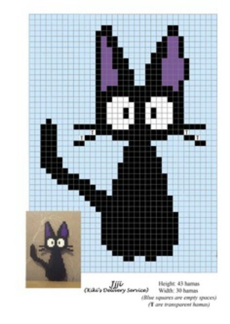 Kiki's Delivery Service 8 Bit Cross Stitch, Cat Diy Crafts, Perler Beads Ideas, Art Perle, Motifs Perler, Pixel Crochet, Hama Beads Patterns, Diy Perler Beads, Pola Kristik