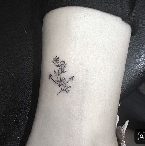 Floral Anchor Tattoo, Anchor Flower Tattoo, Tiny Anchor Tattoo, Feminine Anchor Tattoo, Small Anchor Tattoos, Small Anchor, Small Dragon, Anker Tattoo, Anchor Tattoos