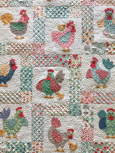 Chicken Quilt Patterns, Chicken Quilts, Chicken Quilt Block Pattern Free, Chicken Quilts Ideas, Chicken Quilts Free Pattern Hens, Chicken Aplique, Applique Chicken Quilt Pattern, Farm Quilt Patterns Quilting Books Patterns And Notions, Lori Holt Chicken Salad Quilt