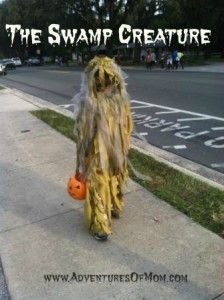 Diy Swamp Monster Costume, Swamp Thing Costume, Swamp Costume Ideas, Swamp Monster Costume, Monster Costume Diy, Homemade Halloween Costumes For Kids, Swamp Monster, Swamp Creature, Monster Costume