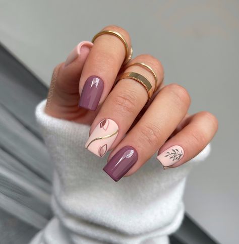 Power Polish Nails, Power Polish Nail Designs, Autumn Gel Nails Designs, Mauve Nail Polish, Unique Landscapes, Cruise Nails, Mauve Nails, Milky Pink, Turquoise Nails