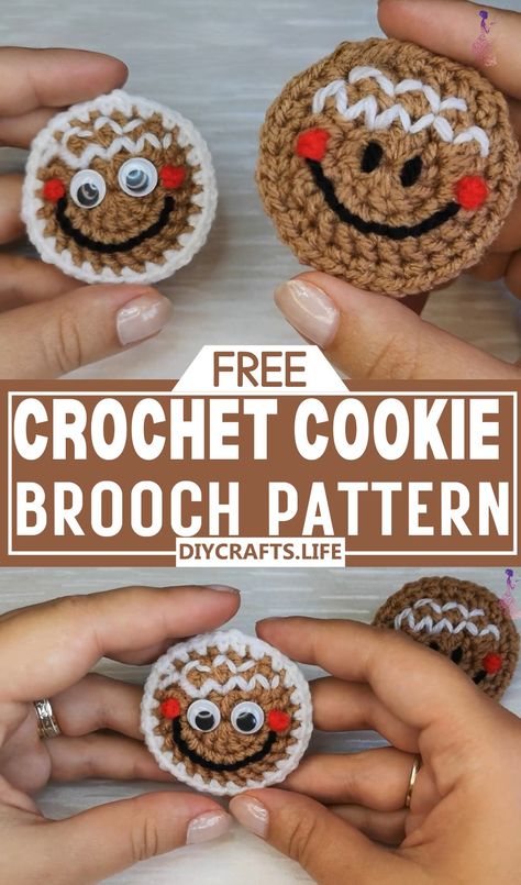 Crochet Gingerbread Cookie Ornament Patterns - DIY Crafts Crochet Gingerbread Man Gift Card Holder, Crochet Cookie Pattern, Diy Christmas Accessories, Crochet Cookies, Crochet Ornaments Free Pattern, Gingerbread Man Gift, Crochet Gingerbread, Crochet Alphabet, Crochet Photo Props