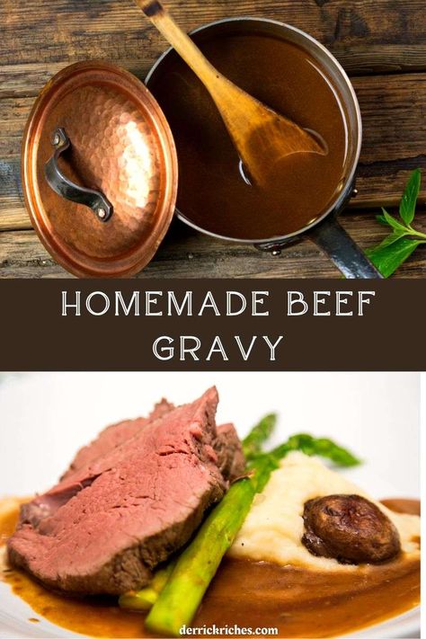 Homemade Beef Gravy Beef Roast Gravy From Drippings, Beef Gravy Recipe From Drippings, Beef Gravy From Drippings, Homemade Beef Gravy, Pot Roast Gravy, Roast Beef Gravy, Beef Gravy Recipe, Ham Gravy, Beef Rump Roast