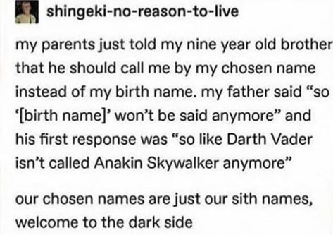 Welcome To The Dark Side, Lgbtq Funny, First Response, Gay Memes, Fathers Say, Cute Stories, Star Wars Memes, The Dark Side, Faith In Humanity