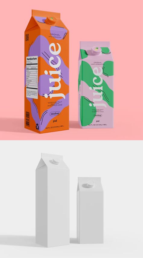 Juice Boxes Mockup Juice Carton Packaging, Juice Product Design, Juice Carton Design, Juice Box Packaging Design, Fruit Drink Packaging Design, Juice Packaging Design Carton, Beverage Design Packaging, Ice Tea Packaging, Juice Can Design