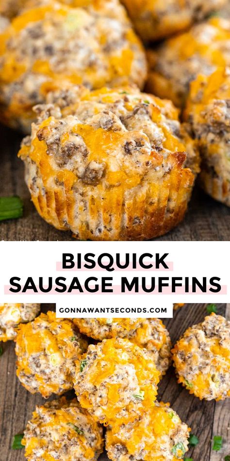 Bisquick Sausage Muffins Easy Meal For Hosting, Sausage Egg Muffins Bisquick, Bus Quick Sausage Muffins, Breakfast Biscuit Bites, Sausage Cheese Pancake Muffins, Cheddar Sausage Muffins, Sausage Egg Biscuit Muffins, Sausage Buiscits, Breakfast Recipes With Bisquick