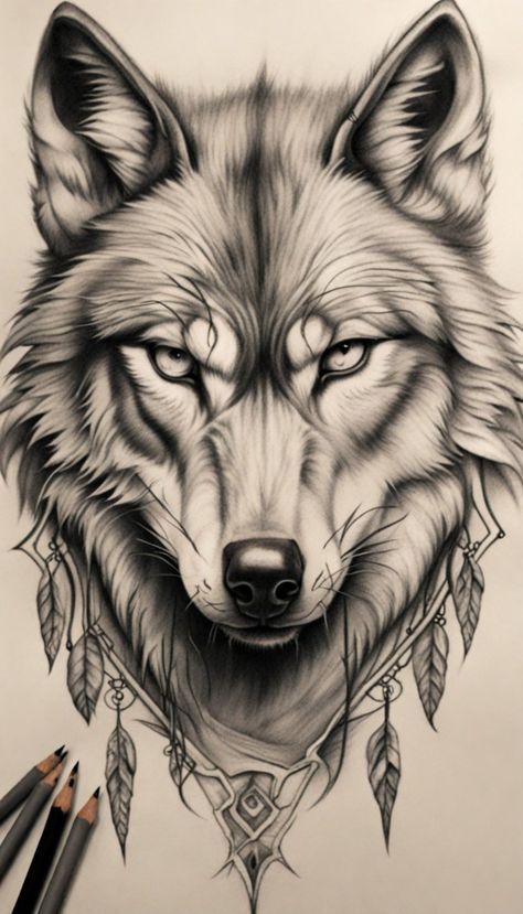 Black Wolf Tattoo Design, Wolf With Crown Tattoo, Wolf Face Tattoo Design, Wolf Tattoo Design Sketches, Snarling Wolf Tattoo, Feminine Wolf Tattoo Design, Wolf Tattoo Stencil, Wolf Pencil Drawing, Wolf Drawing Tattoo