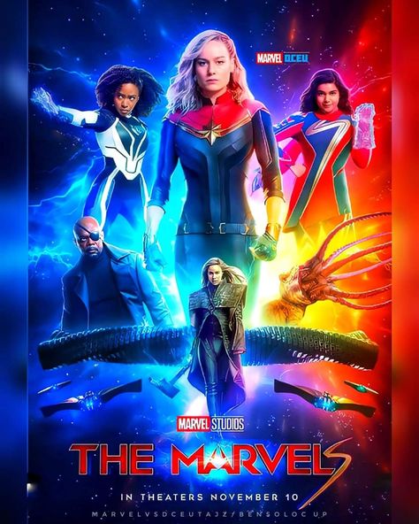 The Marvels Poster 2023, The Marvels 2023, The Marvels, Carol Danvers, Marvel Movie, Marvel Posters, Tessa Thompson, Nick Fury, Marvel Films