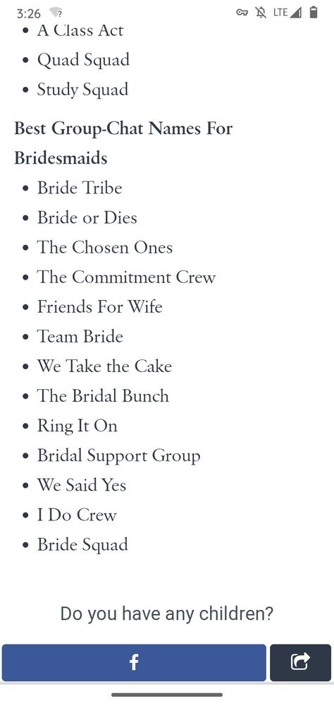 Wedding Group Chat Names, Bridal Party Names, Bridesmaid Group Chat Name, Group Chat Names, Bridal Maids, Funny Bachelorette, Alternative Names, Party Names, Bride Squad