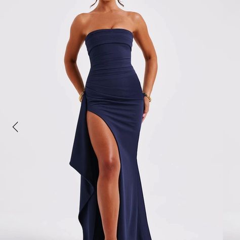 Navy Blue Maxi Dress Nwt From Babyboo Selling Bc I Don’t Want To Go Through Return Process Size Small Will Ship Asap Abi Ball, Long Dresses Elegant, Marine Uniform, Looks Party, Maxi Dress Sale, Strapless Neckline, Gala Dinner, Split Maxi Dress, Bodycon Maxi Dresses