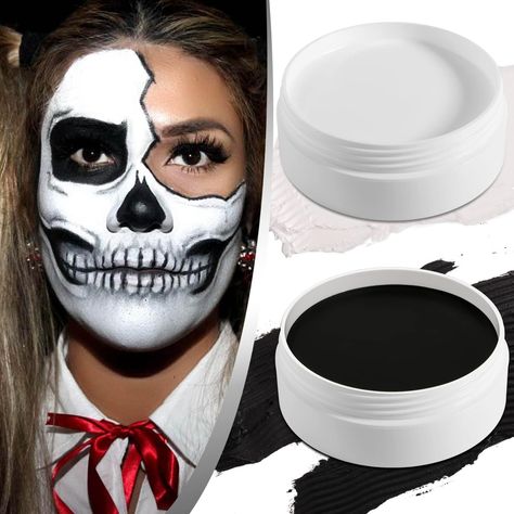 Black & White Face Body Paint Makeup Kit Professional Paint Palette Kit for Theatre Halloween Party Cosplay Clown SFX Clown Sfx Makeup, Face Paint Set, Black Face Paint, Black And White Makeup, White Face Paint, Face Paint Kit, Non Toxic Makeup, Black And White Face, Black Pigment