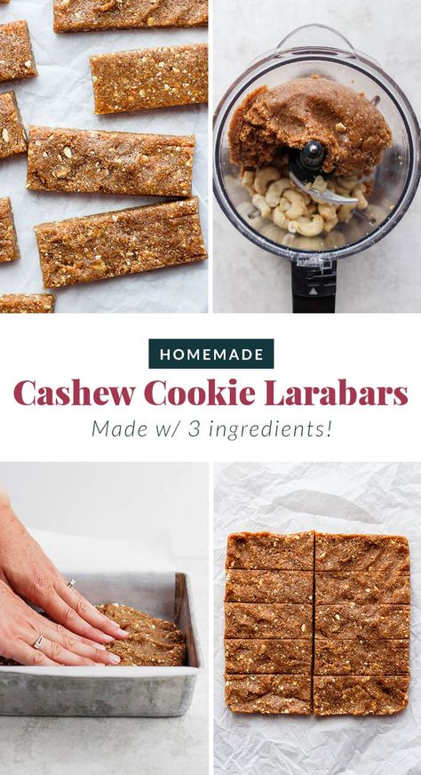 With just 3 simple ingredients you can make these Copycat Cashew Cookie Larabars that are grain-free, refined-sugar-free, vegan, and kid-friendly! Lara Bars Recipe, Fit Foodie Finds, Date Bars, Dairy Free Snacks, Meal Prep Snacks, Fit Foodie, Sweet Snacks Recipes, Copycat Recipe, 3 Ingredient