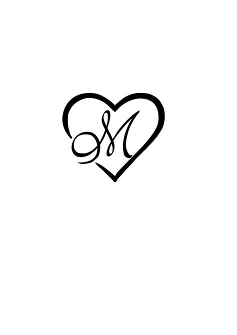 Initial Inside Heart Tattoo, M With Heart Tattoo, M Heart Tattoo, Letter M Tattoos, Sister Tattoo Designs, Small Back Tattoos, Simple Life Quotes, Black Mermaid Dress, M Tattoos