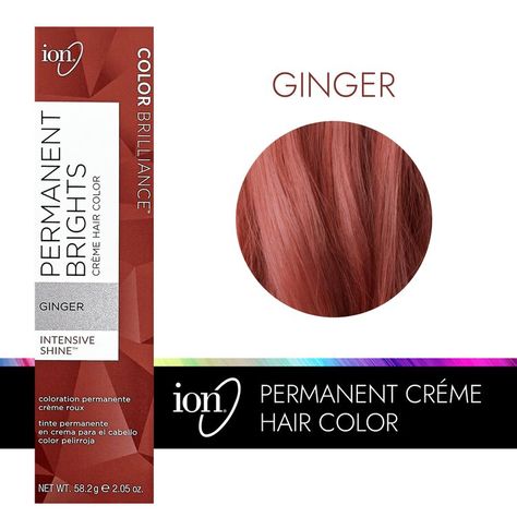 ion Permanent Brights Creme Hair Color Ginger by Color Brilliance | Permanent Hair Color | Sally Beauty Ion Hair Color Chart, Hair Color Ginger, Ion Hair Colors, Ginger Hair Dyed, Ion Color Brilliance, Hair Color Orange, Pink Blonde Hair, Strawberry Hair, Natural Red Hair