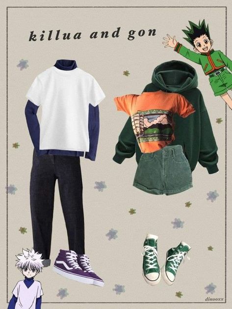 Gon And Killua Inspired Outfits, Killua Outfits Inspired, Anime Theme Outfit, Hunter X Hunter Inspired Outfits, Anime Themed Outfits, Hxh Inspired Outfits, Ropa Otaku Aesthetic, Hxh Outfits Ideas, Anime Inspo Outfits