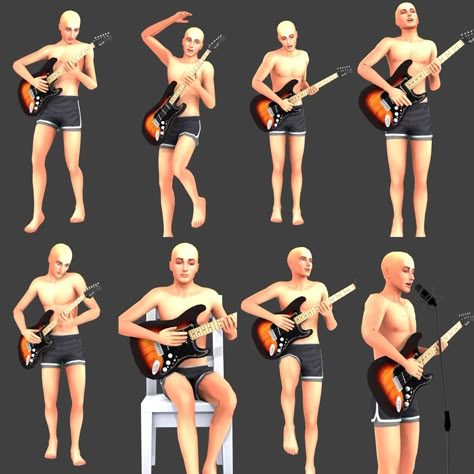 Sims 4 Guitar Accessory, Sims 4 Guitar Poses, Guitar Pose, Single Poses, Sims Poses, Ts4 Poses, 4 Poses, Sims 4 Mm Cc, Sims 4 Teen