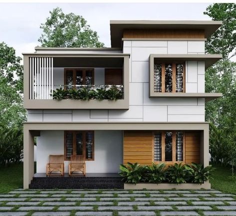 G+2 Villa Elevation, 2bhk Elevation Design, Front Elevation Designs Modern G+1, G+1 House Elevation Indian, Apaneca, Indian House Exterior Design, Small House Blueprints, Residence Design, Small House Elevation