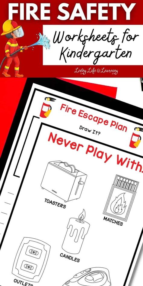 Grab these free Fire Safety Worksheets for Kindergarten to help you in teaching your child the importance of fire safety. Kids will learn to be safe during a fire by playing fun games and answering exercises. These printables are perfect for your homeschool fire safety lesson. Fire Safety Preschool Literacy, Fire Safety Preschool Printables Free, Fire Fighter Activities For Preschool, Fire Safety Activities For Toddlers, Safety Games For Kids, Fire Safety Theme Preschool, Kindergarten Fire Safety, Free Fire Safety Printables, Fire Safety Kindergarten