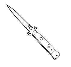 Switchblade Drawing, Switch Blade Tattoo, Switchblade Tattoo, Flick Knife, Japanese Demon Tattoo, Beer Tattoos, Blade Tattoo, Tattoo Coloring Book, Knife Drawing