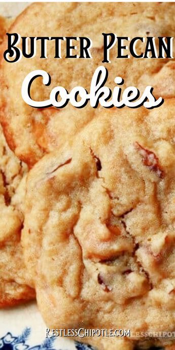 If you love the flavor of butter pecan ice cream you'll love these easy, chewy, drop cookies! Toasting the pecans and using salted butter gives them more   authentic  flavor. Pecan Toffee, Cookie Recipes Chewy, Food Habits, Butter Pecan Cookies, Toffee Cookies, Cooking Cookies, Pecan Cookies, Pecan Recipes, Drop Cookies