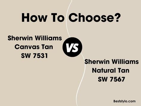 When searching for the perfect warm neutral tan paint color, it's easy to get stuck comparing two similar versatile shades from Sherwin Williams. Popular choices Canvas Tan SW 7531 and Natural Tan SW 7567 appear Tan Sherwin Williams, Coastal Paint Palette, Tan Paint Colors, Warm Neutral Paint Colors, Coastal Paint, Tan Paint, Neutral Paint Colors, Bathroom Paint Colors, Sherwin Williams Paint Colors