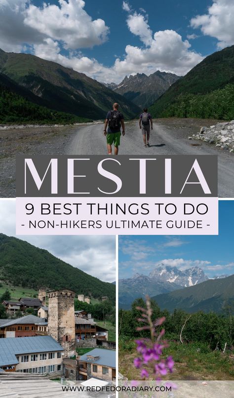 Ultimate things to do in Mestia and a non-hikers guide to Svaneti include easy day hikes, transport options, food to eat, Mestia hotels, and more | Mestia Georgia | Trekking Caucasus | Trekking Svaneti | Svaneti Georgia | Svaneti Mestia | Georgia travel | hiking in Georgia country | Georgia hiking | Georgia hiking trails | Caucasus travel | Beautiful places to visit in Georgia | Georgia country | places to visit in Georgia | Georgia travel guide | where to go in Georgia Mestia Georgia, Georgia Hiking Trails, Country Georgia, Places To Visit In Georgia, Svaneti Georgia, Georgia Hiking, Georgia Travel Guide, Travel Beautiful Places, Azerbaijan Travel