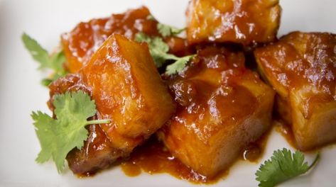 Miso-braised pork belly Recipe | Good Food Miso Pork Belly, Miso Pork, Miso Recipe, Asian Pork, Braised Pork Belly, Pork Belly Recipes, Braised Pork, Pork Dishes, Vegetable Stock